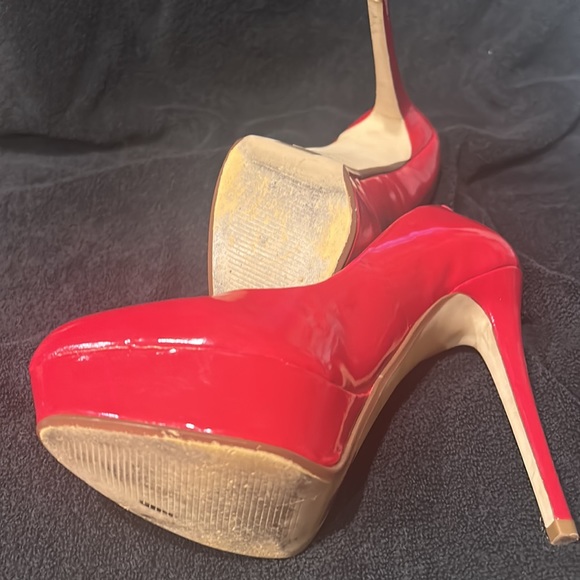 Aldo Red Patent Leather Platform Stiletto Heels - Picture 4 of 6